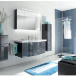 Series 6005 Vanity Unit 1350mm, Side Unit & Mirror Cabinet - Anthracite High Gloss