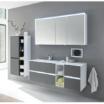Series 6010 Vanity Unit 1330mm, Side Units & Mirror Cabinet - Quartz Grey