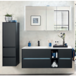 Series 6010 Vanity Unit 1400mm, Side Unit & Mirror Cabinet - Black Matt