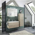 Series 6025 Vanity Unit 950mm, Side Unit & Mirror Cabinet - Polar Pine