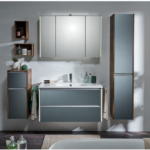 Series 6040 Vanity Unit 1200mm, Side Unit & Mirror Cabinet - Steel Grey