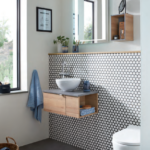 Series 6915 Vanity Unit 610mm, Shelf & Mirror - Riviera Oak