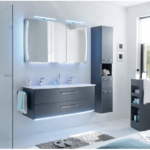 Series 7025 Vanity Unit 1250mm, Side Units & Mirror Cabinet - Steel Grey