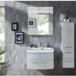 Series 7045 Vanity Unit 695mm, Side units & Mirror - White High Gloss
