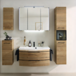 Series 7045 Vanity Unit 890mm, Side Units & Mirror Cabinet - Halifax Oak