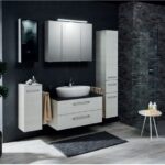 Series 9005 Vanity Unit 1000mm, Side units & Mirror cabinet - White oak