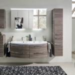 Series 7045 Double Vanity Unit 1310mm, Side Units & Mirror Cabinet - Sanremo Oak