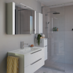 Series 7065 Vanity Unit 1010mm, Side Units & Mirror Cabinet - White High Gloss