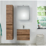 Series 7065 Double Vanity Unit 600mm, Side Units & Mirror Cabinet - Ribbeck Oak