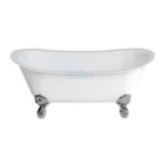 Batello Bath Batello Grande ( 1690 x 800 x 690mm) Gloss White, Chrome claw legs & Hoxton Floorstanding Mono Bath/Shower Mixer