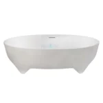 Vigore Natural Stone Bath ( 1700x760x565mm) Polished White & Hoxton Floorstanding Mono Bath/Shower Mixer