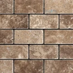 Siva Noce Tumbled Travertine Brick Mosaic(48 x 100 mm)